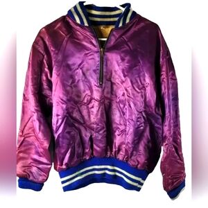 Vintage Satin Pullover Qaurter Zip Jacket Size Small
